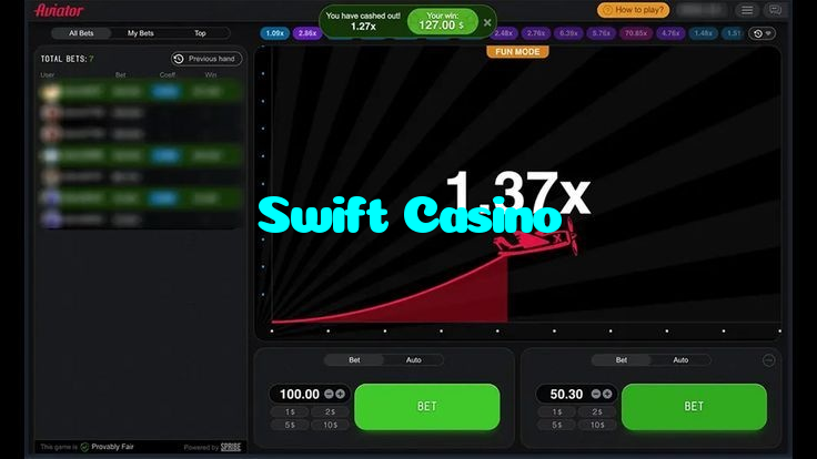 Swift Casino casino presented on mobile device in Pakistan with slots and live games